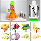 3-in-1 Tabletop Drum Vegetable Cutter & Grater - Slicer, Shredder, Grater with 3 Blades