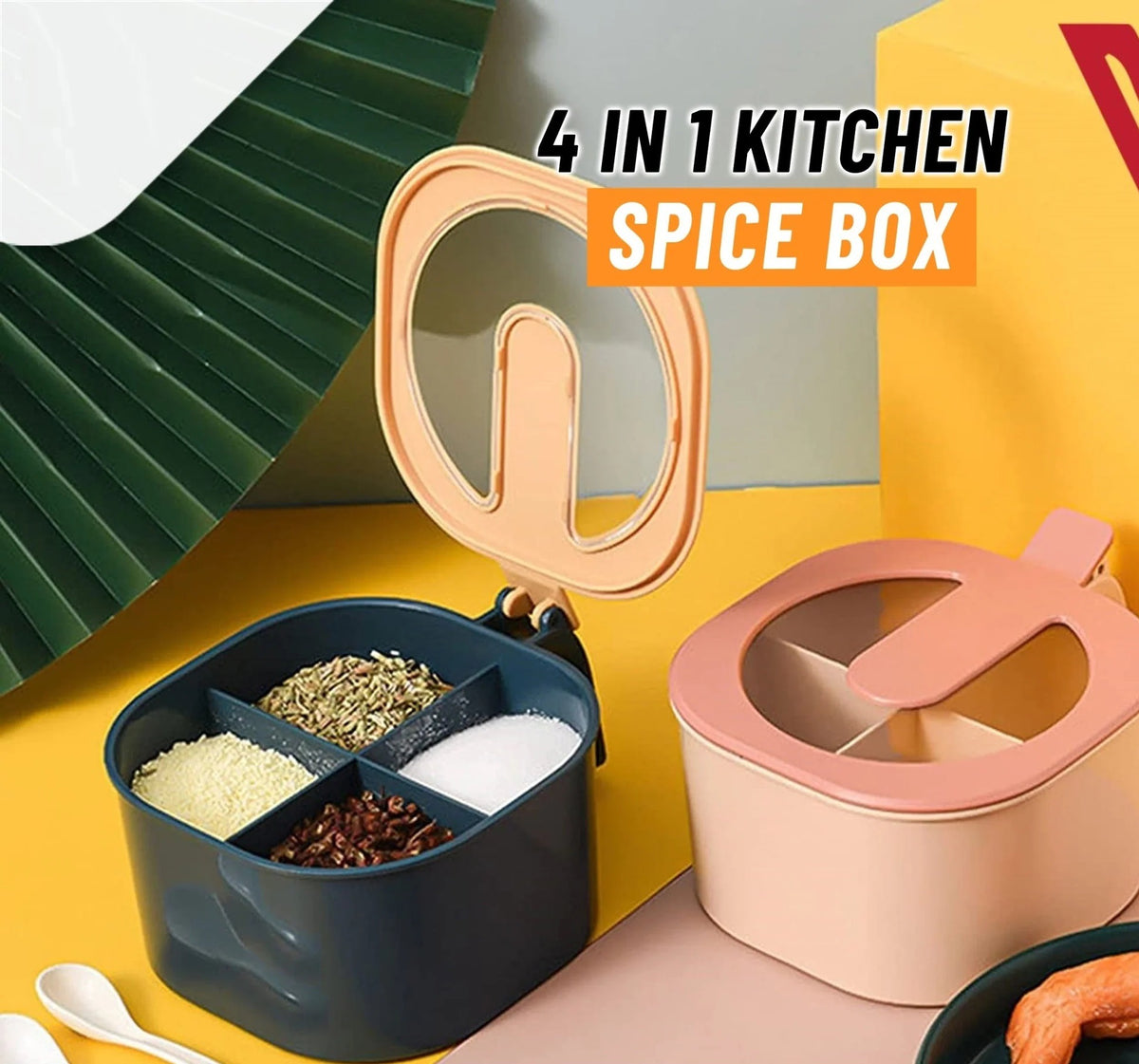4 Grid Spice Seasoning Food and Masala Rack/Box/Container/